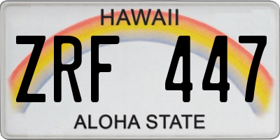 HI license plate ZRF447