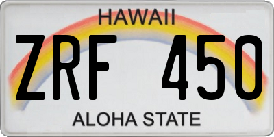 HI license plate ZRF450