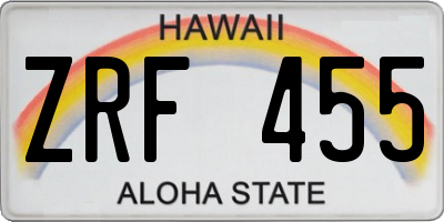 HI license plate ZRF455