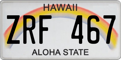 HI license plate ZRF467
