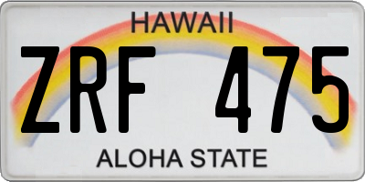 HI license plate ZRF475