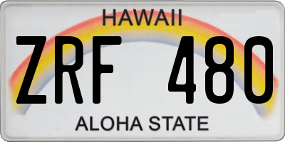 HI license plate ZRF480