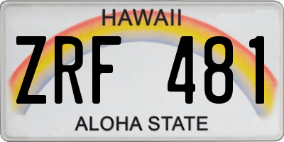 HI license plate ZRF481