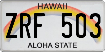 HI license plate ZRF503