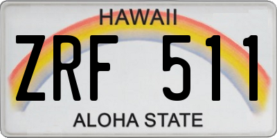 HI license plate ZRF511