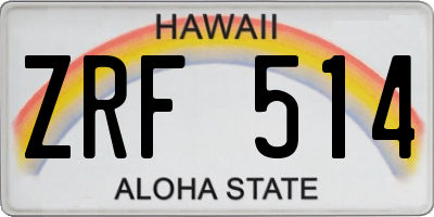 HI license plate ZRF514