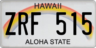 HI license plate ZRF515