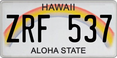 HI license plate ZRF537