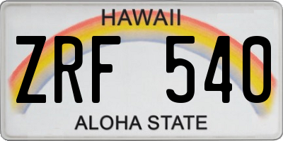HI license plate ZRF540