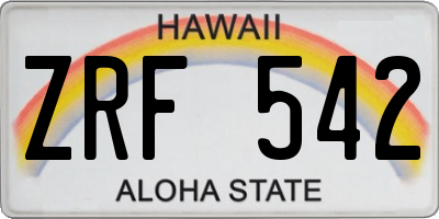 HI license plate ZRF542