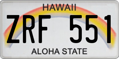 HI license plate ZRF551