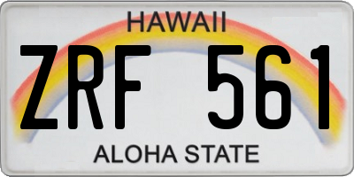 HI license plate ZRF561