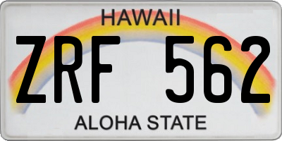 HI license plate ZRF562
