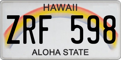 HI license plate ZRF598