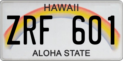 HI license plate ZRF601