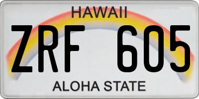 HI license plate ZRF605