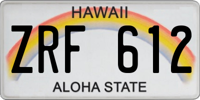 HI license plate ZRF612