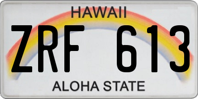HI license plate ZRF613