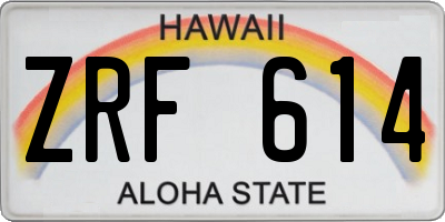 HI license plate ZRF614