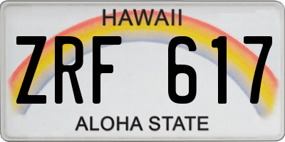 HI license plate ZRF617
