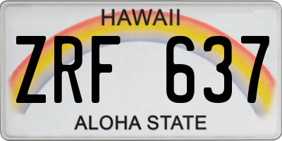 HI license plate ZRF637