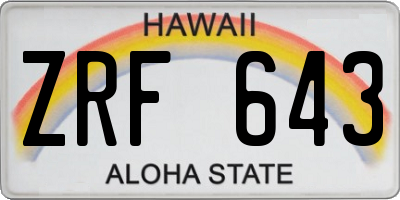 HI license plate ZRF643