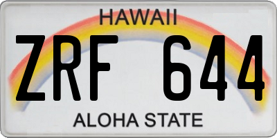 HI license plate ZRF644