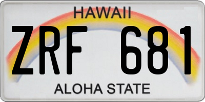 HI license plate ZRF681