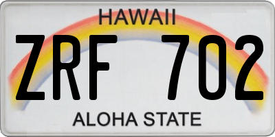 HI license plate ZRF702
