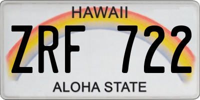 HI license plate ZRF722