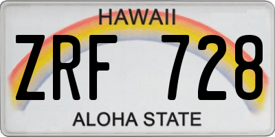 HI license plate ZRF728