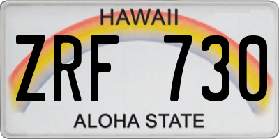 HI license plate ZRF730