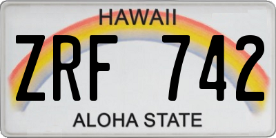 HI license plate ZRF742