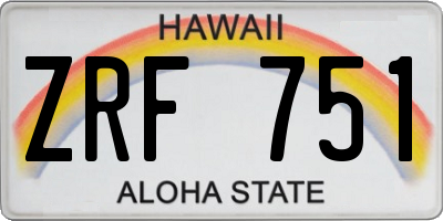 HI license plate ZRF751