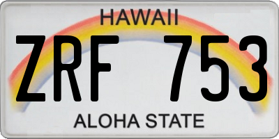 HI license plate ZRF753