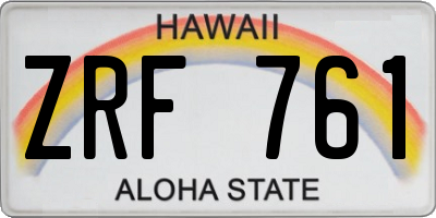 HI license plate ZRF761