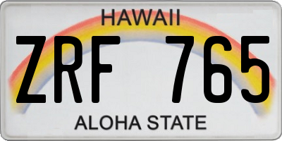 HI license plate ZRF765