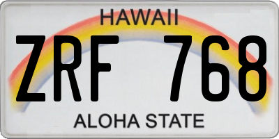 HI license plate ZRF768