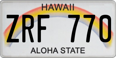 HI license plate ZRF770