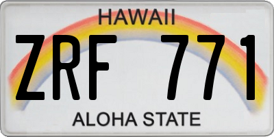 HI license plate ZRF771