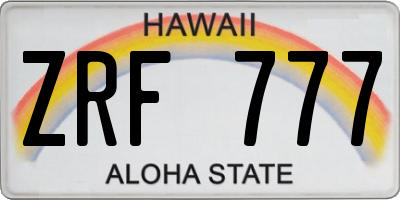 HI license plate ZRF777