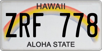HI license plate ZRF778