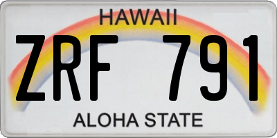 HI license plate ZRF791