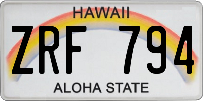 HI license plate ZRF794