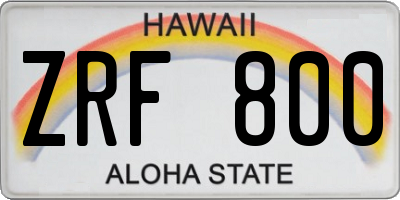 HI license plate ZRF800