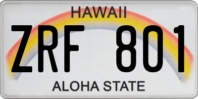 HI license plate ZRF801