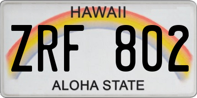 HI license plate ZRF802