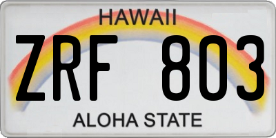 HI license plate ZRF803