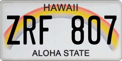 HI license plate ZRF807