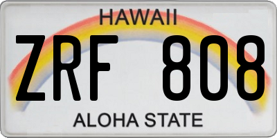 HI license plate ZRF808